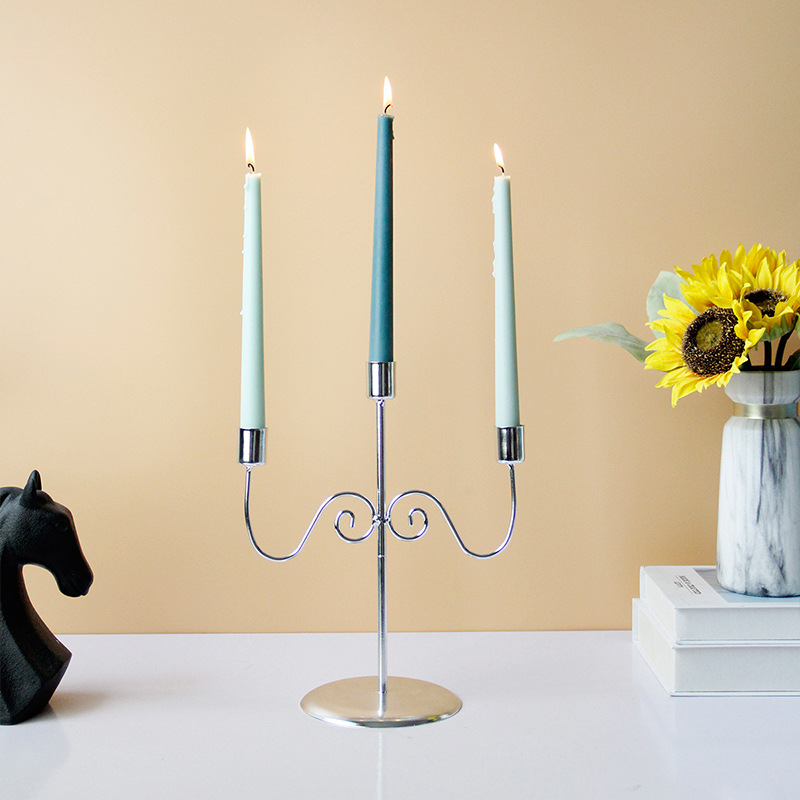 简约欧式三头金属烛台可拆卸金属铁艺蜡烛台圣诞节婚庆浪漫铁艺跨