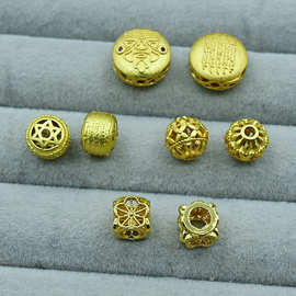 铜镀金配件镂空花朵隔珠扎基拉母五条经文绣球diy饰品挂件吊坠