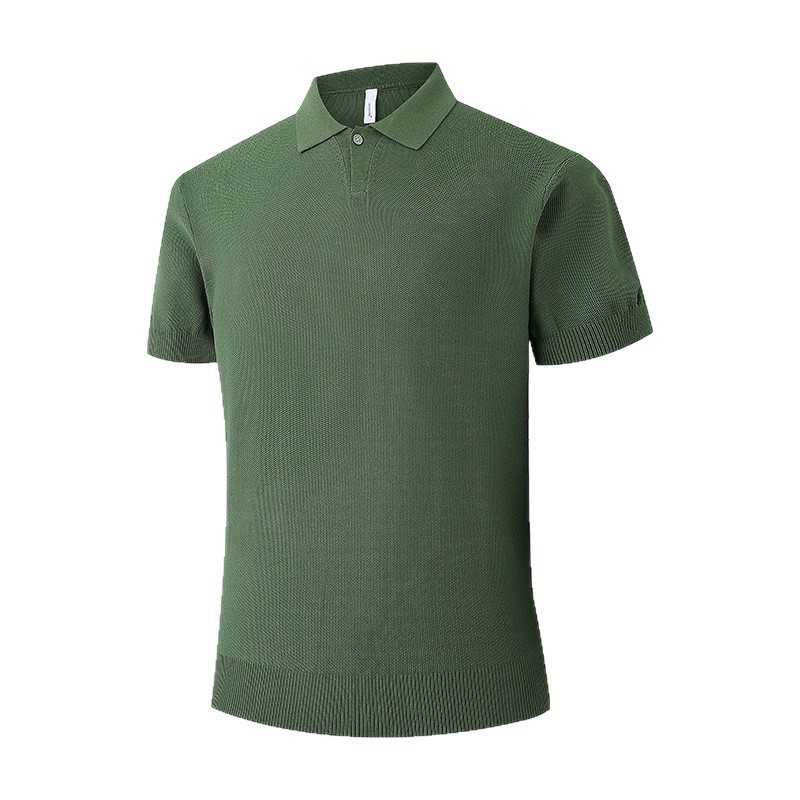 Polo camiseta de punto camiseta de manga corta hombre botón de solapa viejo dinero estilo delgado negocio hielo camiseta fábrica transfronteriza al por mayor