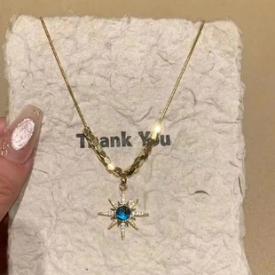 New high sense six-pointed star necklace pendant fashion clavicle chain jewelry women's light luxury design accessories do not fade gold