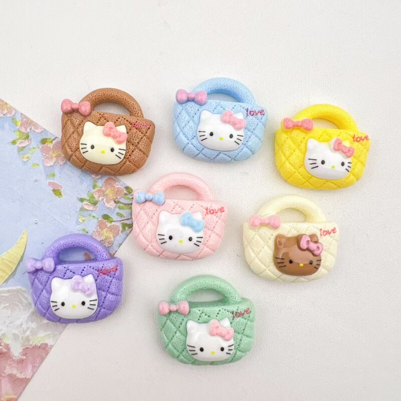 Creative Cute Mini Kt Cat Bag Cartoon DIY Resin Accessories Handmade Hairpin Hole Shoe Keychain Jewelry Creative Cute Mini Kt Cat Bag Cartoon DIY Resin Accessories Handmade Hairpin Hole Shoe Keychain Jewelry