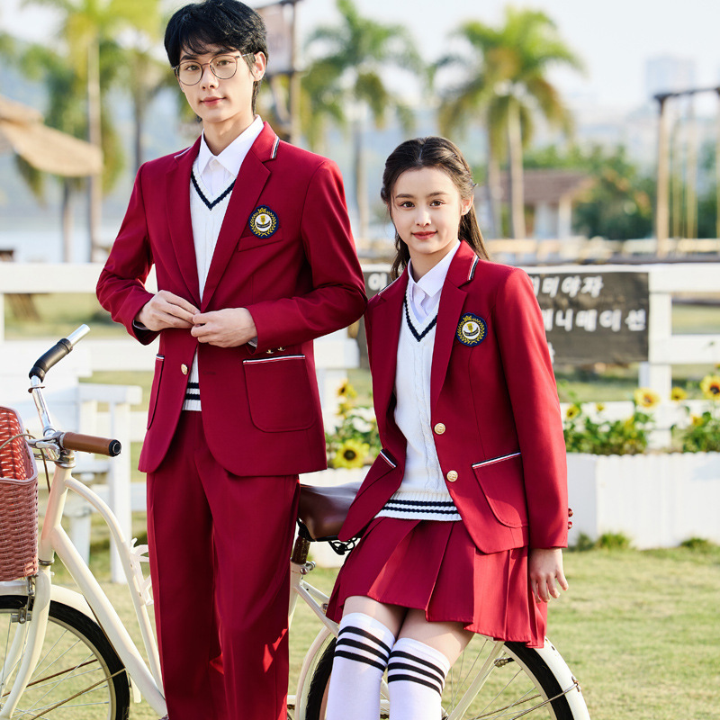 2025 Spring New Korean Style Suit Jacket Plaid Pleated Skirt Suit Student School Uniform Class Uniform Jk Uniform Ready Stock