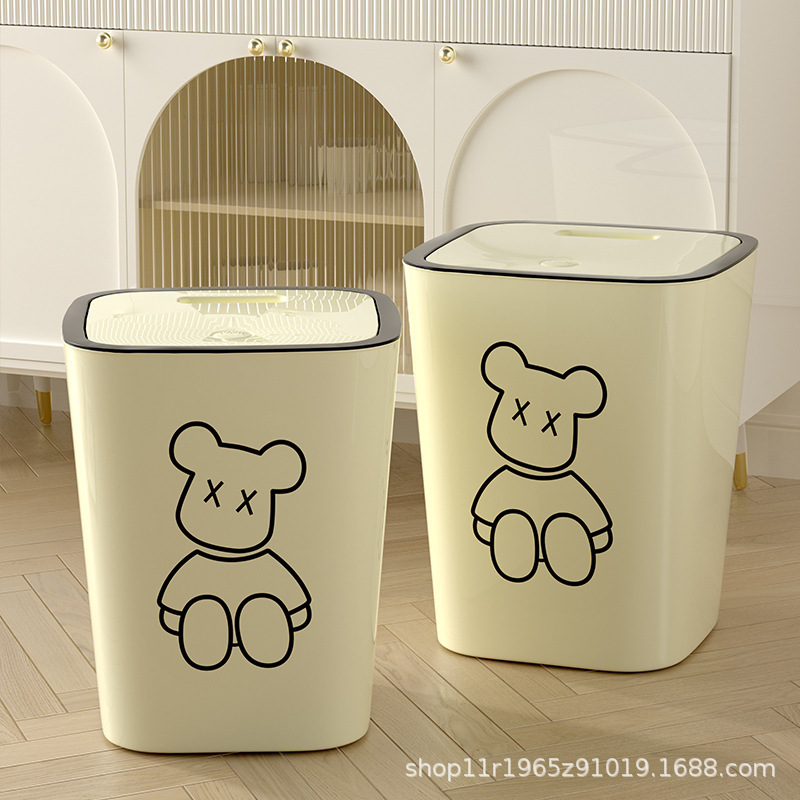 Trash can household kitchen with lid large capacity cute style high-looking toilet toilet new light luxury storage bucket