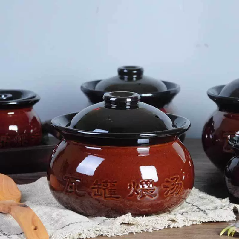 Глиняный тушёный горшочек с крышкой для приготовления на пару/на водяной бане, для супов и яиц, китайский керамический горшок для тушения