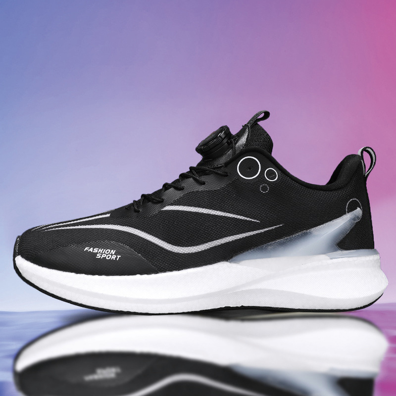 Zapatillas de carrera de velocidad superligera amortiguación juvenil respirables para hombres y mujeres, botón giratorio para parejas, zapatillas deportivas explosivas.