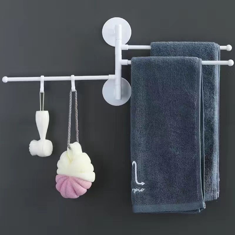 Rack de toallas sin agujeros giratorios varilla de toallas estante de ropa multicapa de baño varilla colgante rack de toallas de baño