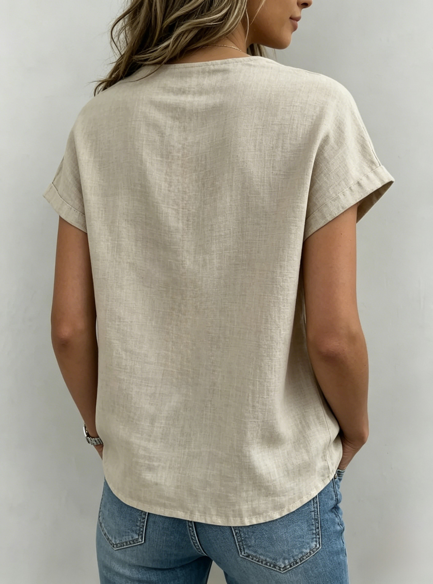 Elegant Women's Cotton Linen Blouse Bow Detail Casual Shirt Comfortable Fashionable Twist Top for Ladies_ecoleips.com