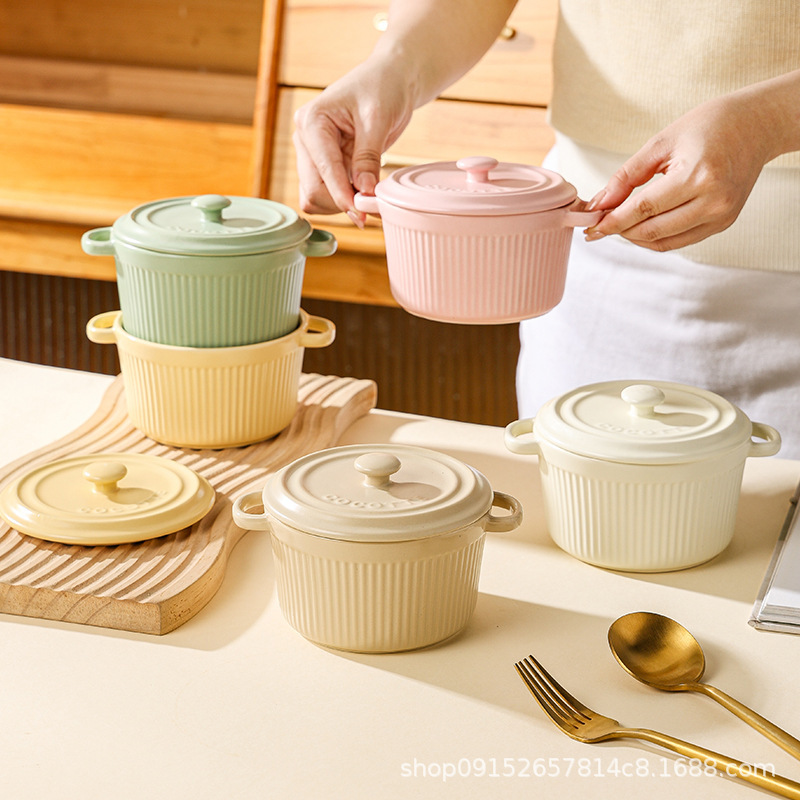 A generation of ceramic binaural soup cup soup bowl Macaron tableware steaming bowl Western-style dessert cup creative breakfast bowl