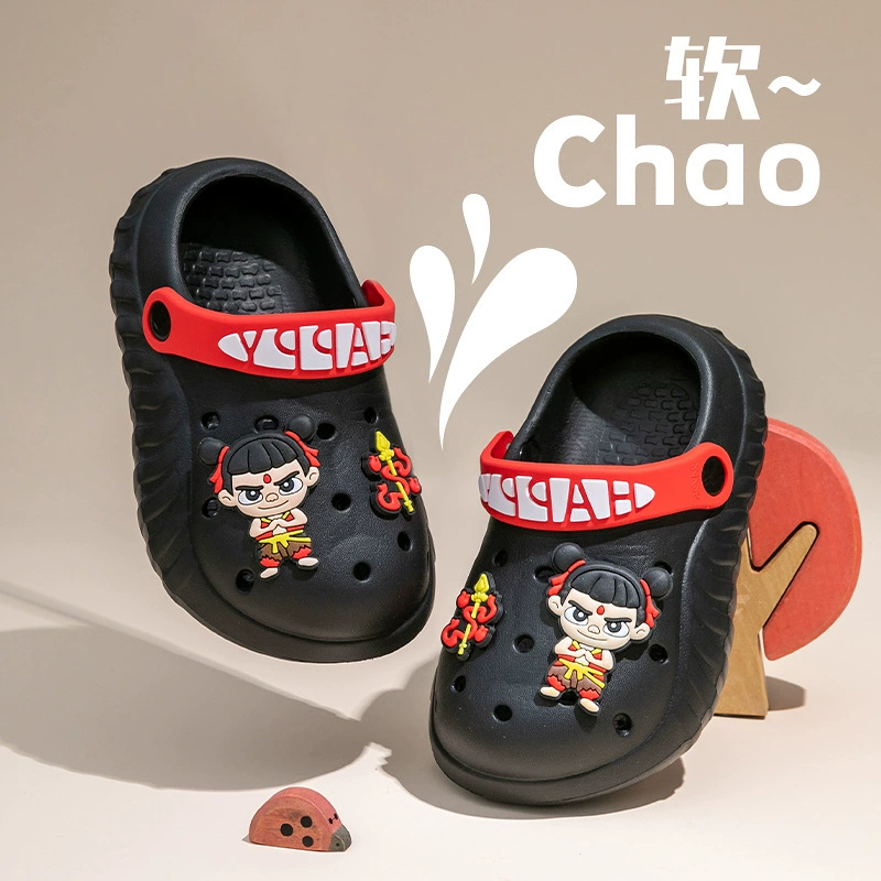 Детские тапочки Nezha из ЭВА, летние противоскользящие сабо для мальчиков и детей, домашние и уличные детские тапочки Baotou для девочек