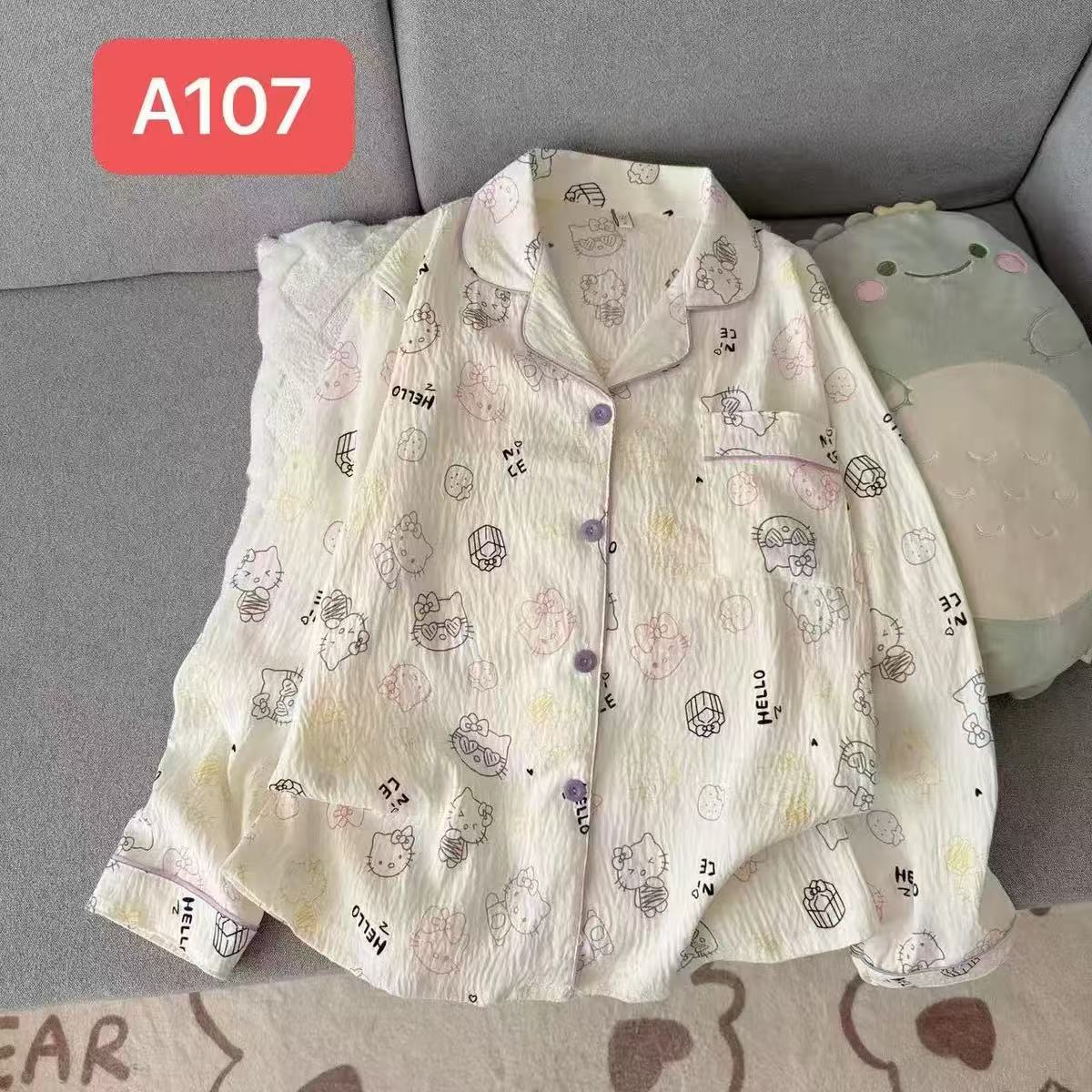 Cartoon al por mayor transfronterizo nubes de algodón pantalones de manga larga pijamas cardigans dulces de alto valor de ropa de hogar conjunto de ropa exterior