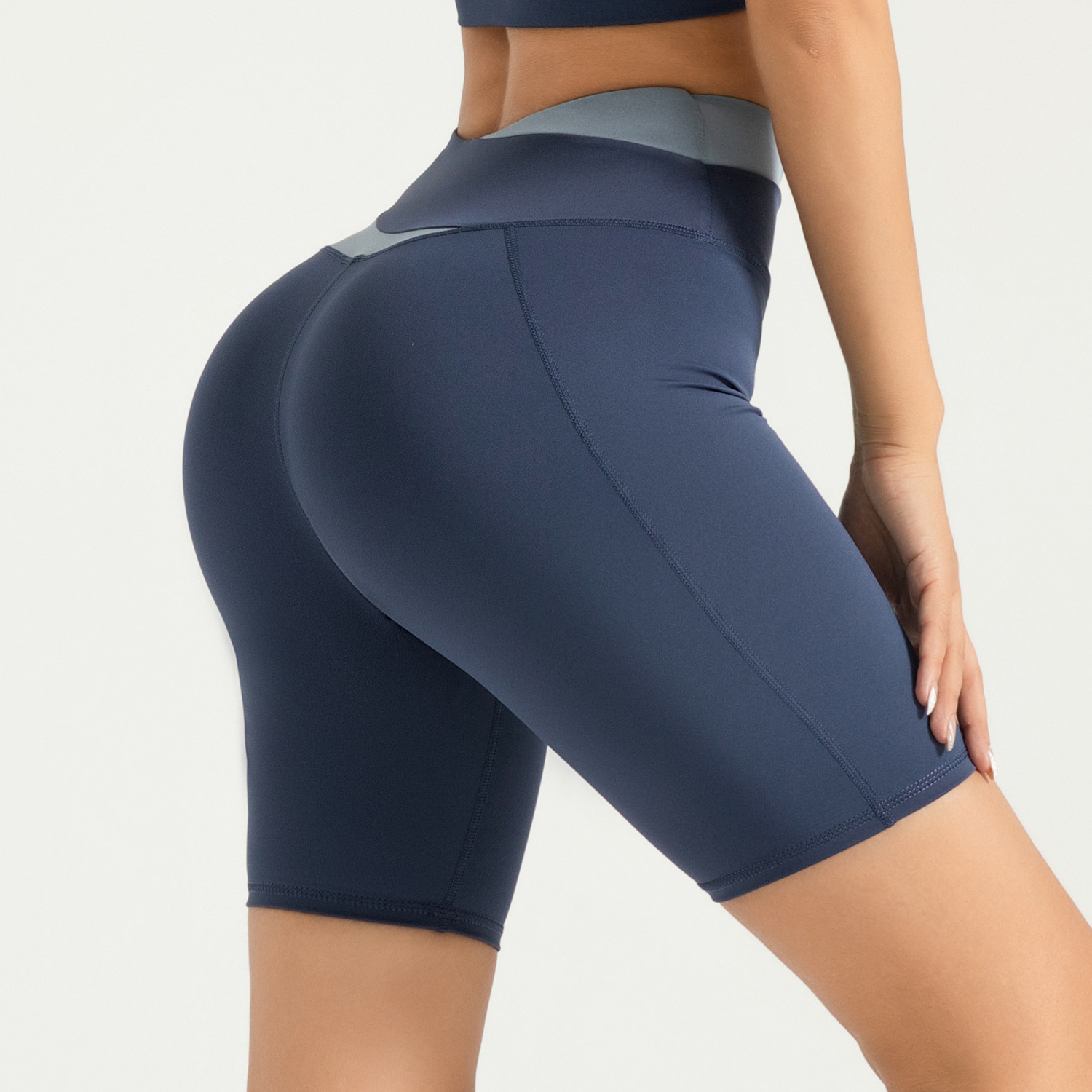 Zona transfronteriza pantalones cortos deportivos casuales a juego de color de verano pantalones cortos de fitness pantalones cortos de yoga desnudos de alta elasticidad mujeres