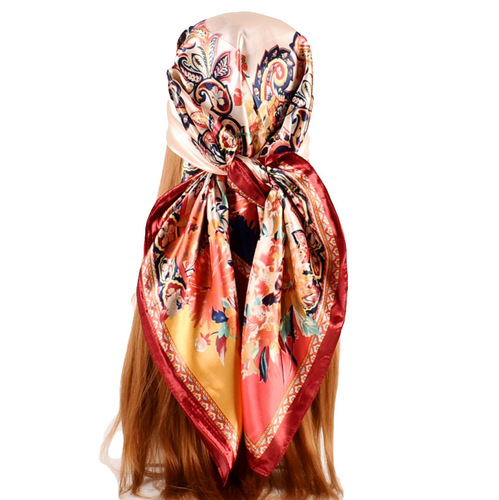  Summer New Cashew Pellis Pattern Satin Silk Large Square Scarf Wholesale Yiwu Scarf in Malaysia