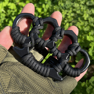 Popular Four-Finger Tiger Self-Defense Martial Arts Props Artifact Boxing Iron Tiger Finger Zinc Alloy Bubble Wrap Rope Ring Set