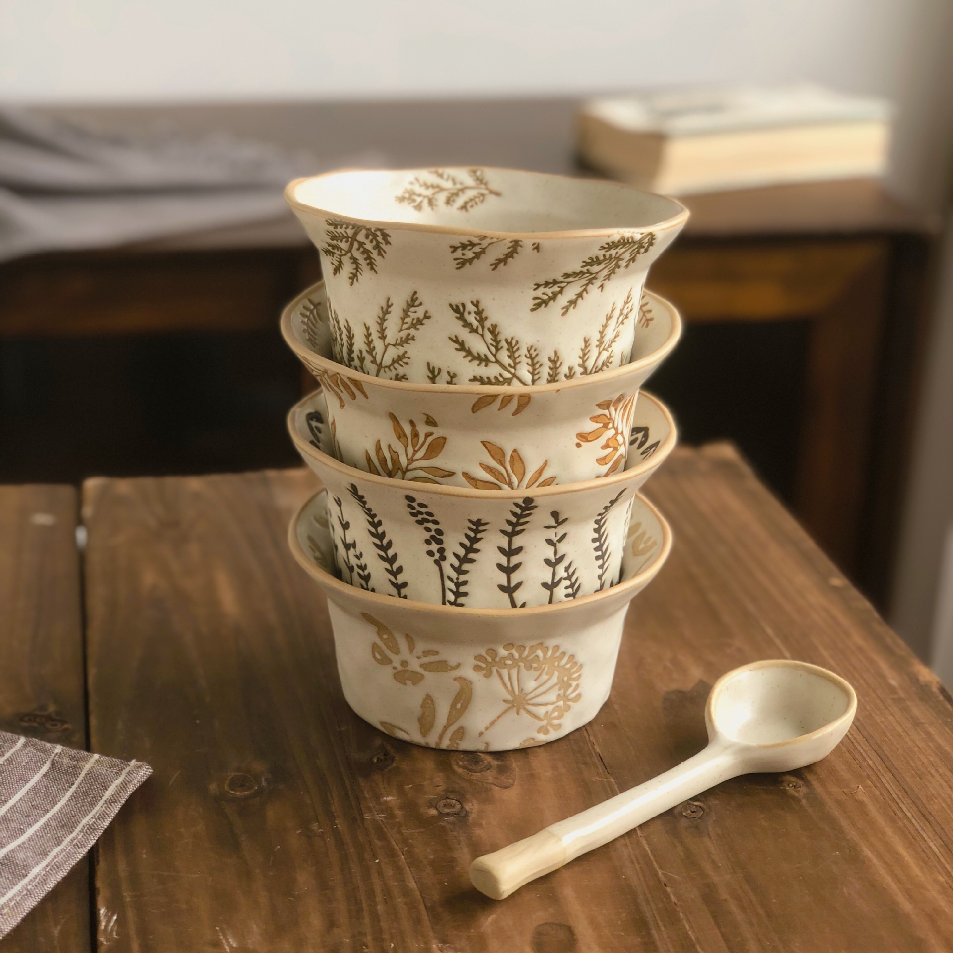 Japanese-style Coffee Cup, Clay Art Hand-painted Mug, High-end Vintage Frosted Rustic Ceramic Bo, Breakfast Oatmeal_voghion.com