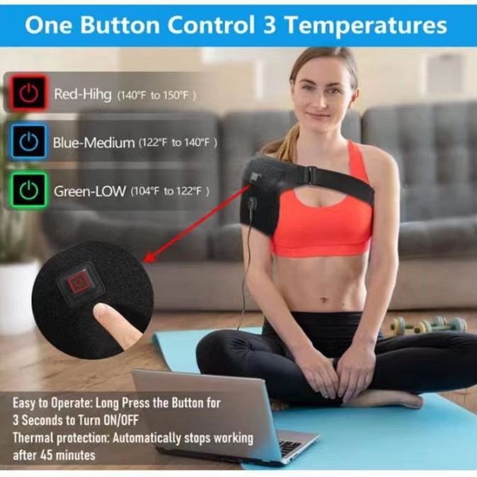 Almohadilla de hombro de calefacción eléctrica un hombro compresa caliente chal de calefacción eléctrica USB tres engranajes de temperatura controlada caliente cuidado de la salud equipo de protección