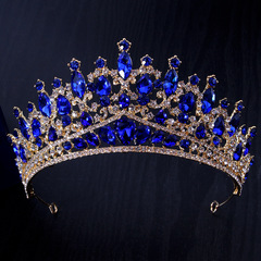 韓式新款兒童合金皇冠 巴洛克跨境熱銷復古水晶珍珠皇冠頭飾批發