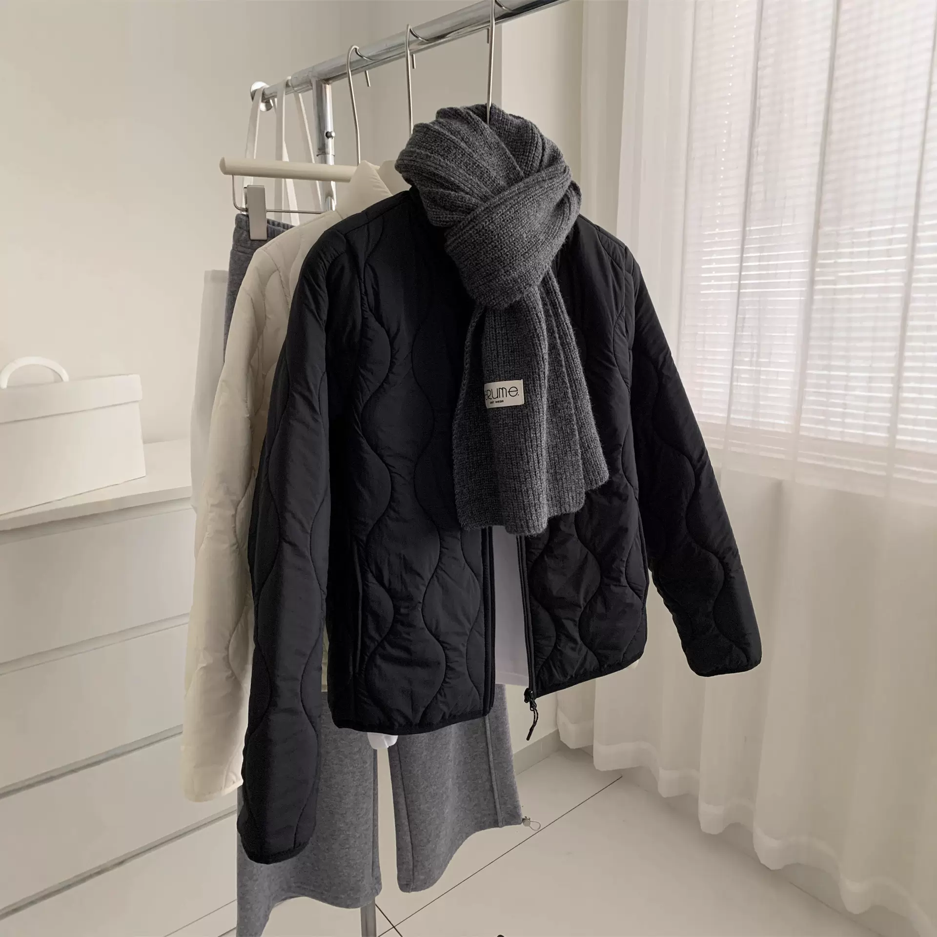 立领棉服女秋冬短款菱格绗棉防风夹棉外套秋冬保暖含蚕丝羊毛棉服