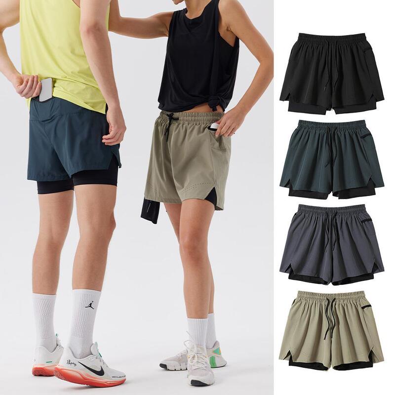 Quick-drying Sports Shorts Men's Marathon Running Pants Loose Breathable Lined Fitness Training Pants Tennis Riding Pants