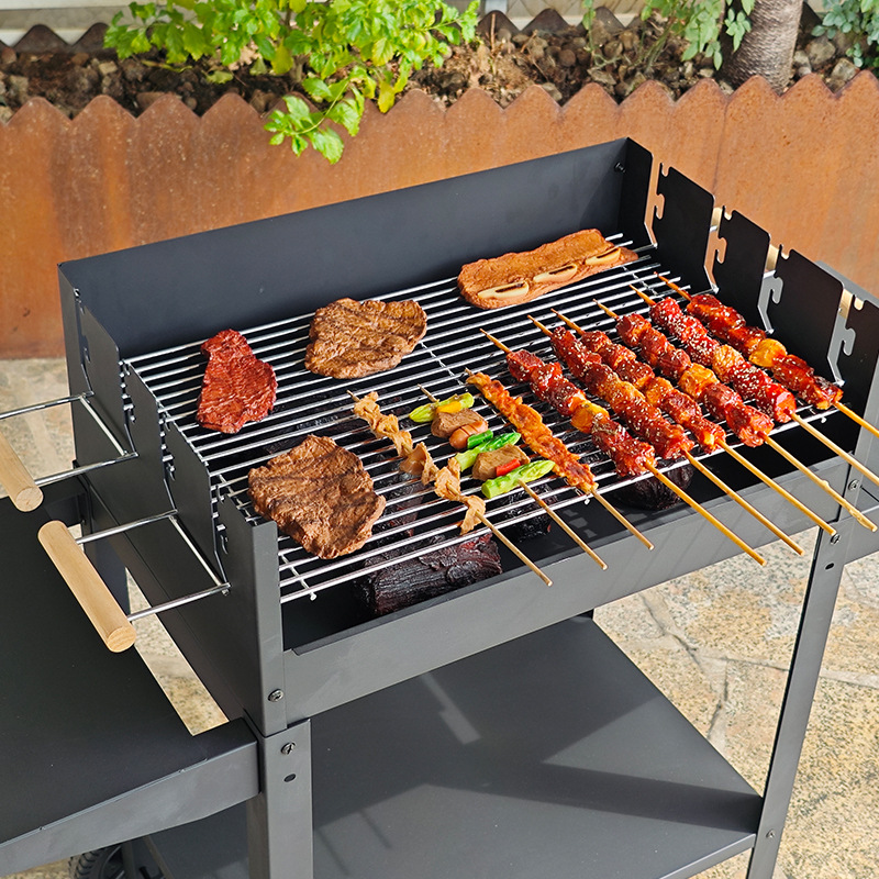 Mayorista tres velocidades elevable al aire libre parrilla de barbacoa europea gruesa parrilla de carbón al aire libre parrilla de barbacoa