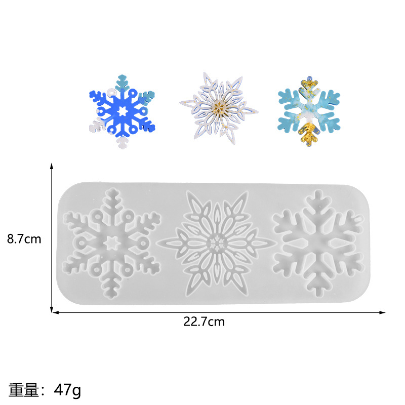 Navidad copo de nieve molde de silicona espejo Pulido-libre de resina copo de nieve llavero colgante epoxi molde