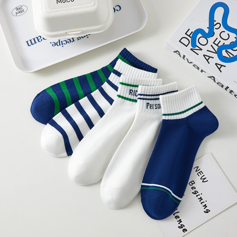 Una bolsa de 5 pares de envío gratis nuevos calcetines de la serie de dibujos animados de primavera y verano para hombres y mujeres calcetines de algodón absorbentes de sudor de boca baja calcetines de dopamina en stock