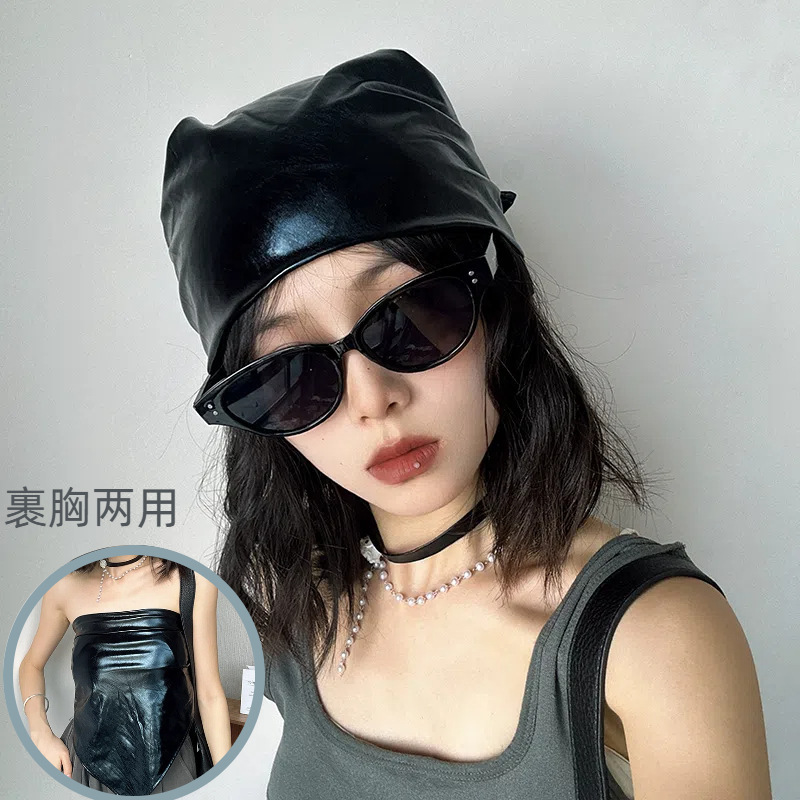 合集~美式废土风y2k辣妹方巾潮酷亚文化复古印花包头帽显脸小头巾|undefined