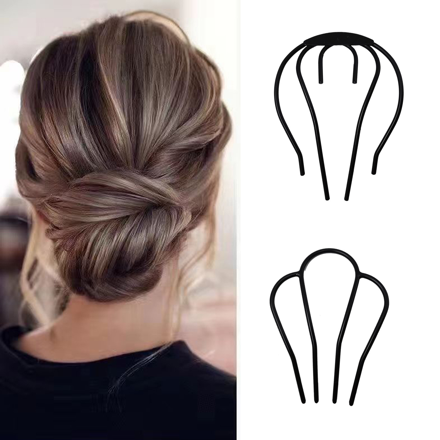 Korean Version New Round Bun Hair Styler Iron Insert Hair Pin for Women, Multiple Styles Hair Bun Tool Hairpin Hair Accessories