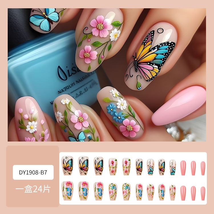 Desgaste de uñas falso transfronterizo de uñas de longitud media pieza de uñas desmontable pieza de uñas producto terminado uñas al por mayor