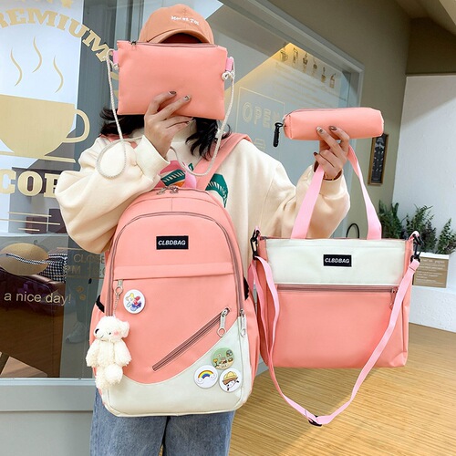 Women's Korean Version High School Student Lightweight Matchable Middle School Student Dual Shoulder Bag Large Capacity Campus Primary School Student Backpack Trendy
