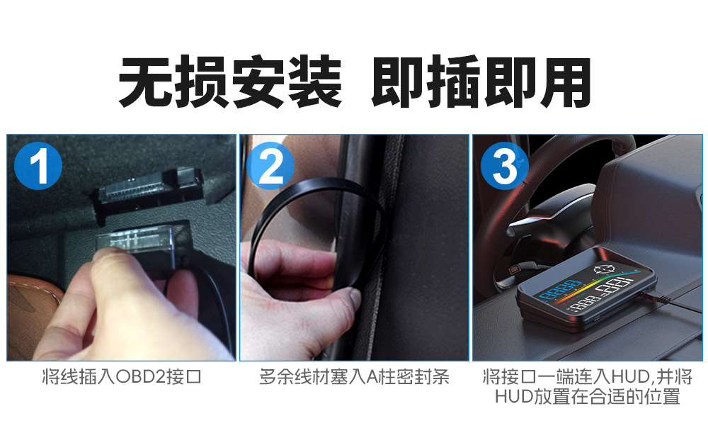 HUD high-definition car head-up display with voice electronic dog function, OBD GPS dual system, high-temperature resistant