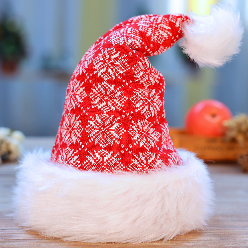 Christmas Hat Santa Claus Stripesd Plaid Headdress Kindergarten Kidsren's Snowflake Hat Decoration_voghion.com