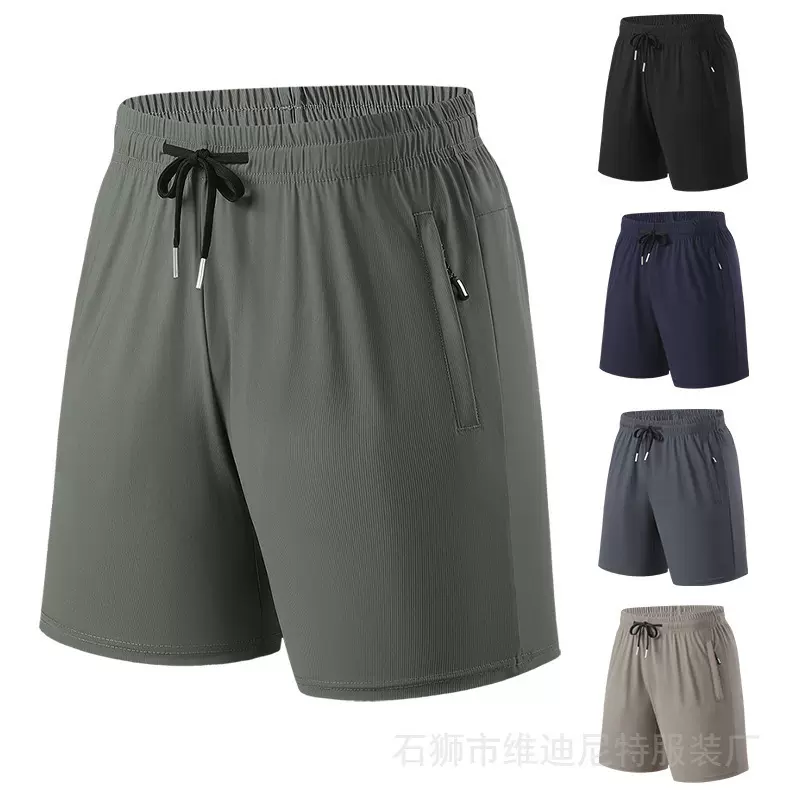 跨境爆款男士高弹冰丝短裤加肥加大胖子运动五分裤夏季薄款休闲裤