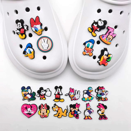 Adorable cartoon Mickey and Minnie, various styles of DIY hole-toe shoes, flower shoe clips, best-selling decorative buttons