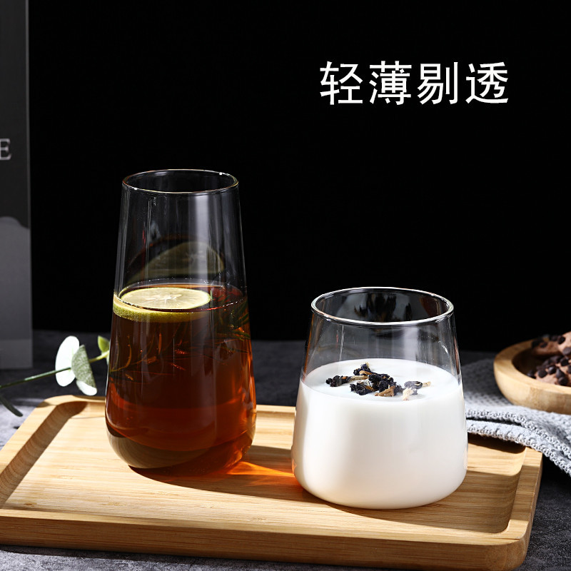 High Borosilicate Glass Coffee Cup Breakfast Cup Milk Juice Cup Printable Pattern Hot Water Resistant Cup Breakfast Milk