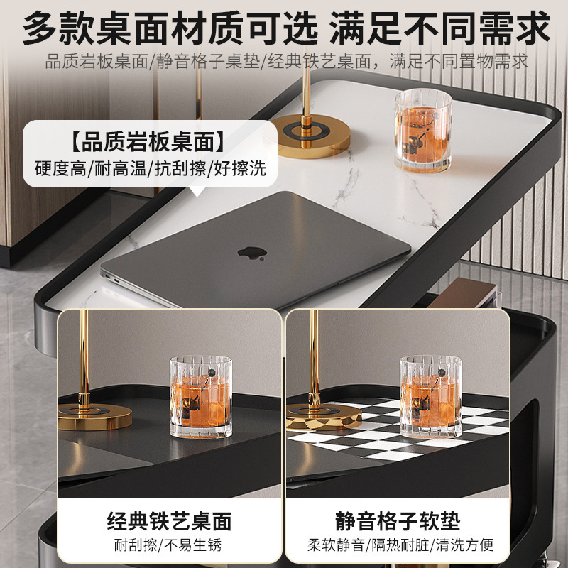 Mesa lateral de sofá de pizarra de roca, sala de estar, gabinete lateral móvil de lujo ligero, estante de hierro minimalista moderno, mesa pequeña, mesa pequeña, mesa pequeña