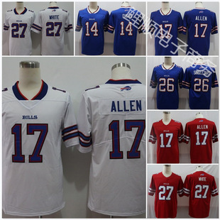 The Bills retro embroidered football jersey jersey jersey legendary second generation elite fan version 14#17#26#27#49
