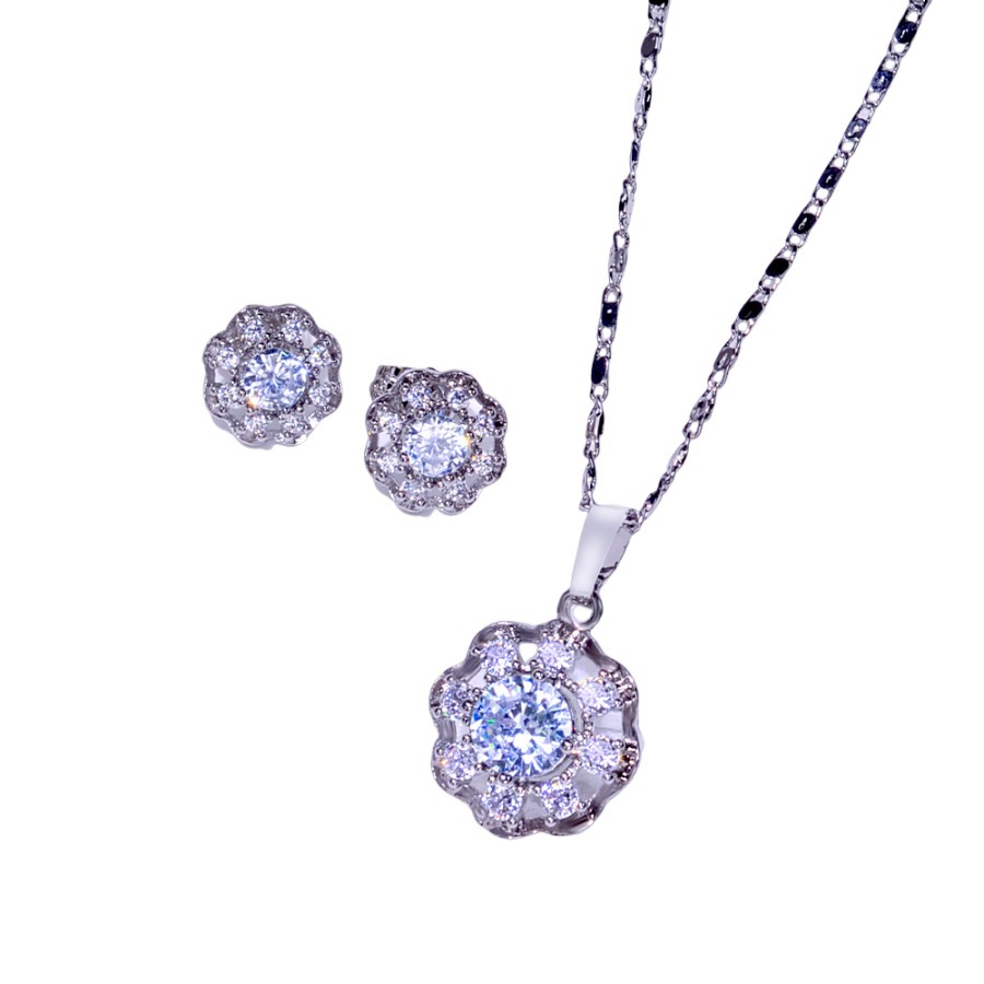 Nuevas opciones transfronterizas de diseño de moda de cobre de zinc pendientes de piedra collar conjunto de joyas pendientes de joyas de mujer