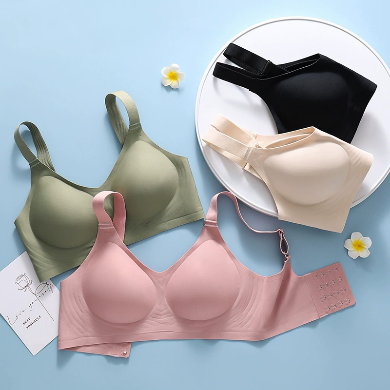 Цельное бесшовное нижнее белье в полоску с фиксированной чашкой, матовый дышащий беспроводной бюстгальтер, удобный бюстгальтер с поддержкой сверху