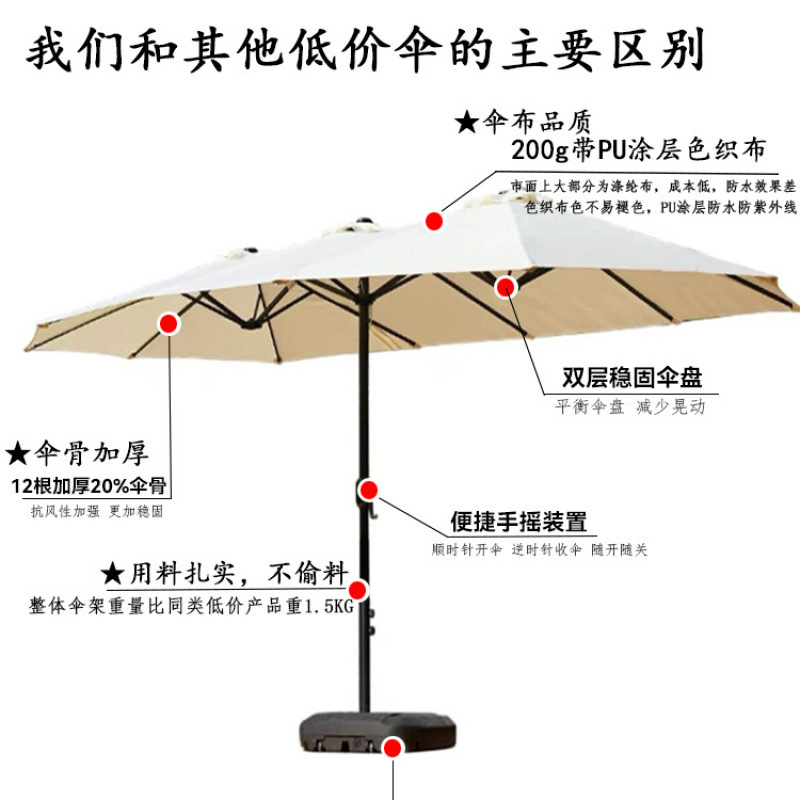 Outdoor center column three-head umbrella sunshade courtyard leisure…