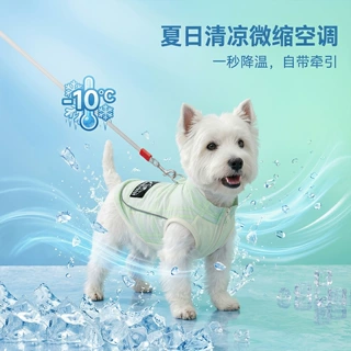 夏季狗狗中小型犬泰迪反光牵引凉凉衣猫咪户外降温背心宠物狗衣服