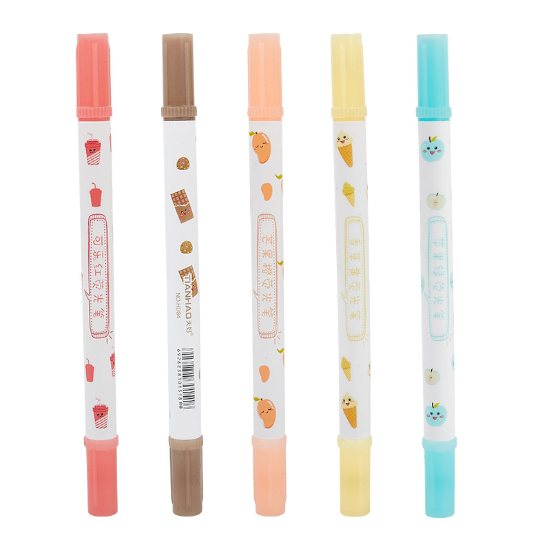 Pastel de postre HD84 resaltador de doble cabeza estudiantes de primaria aprenden pintura graffiti resaltador marca notas de diario de oficina