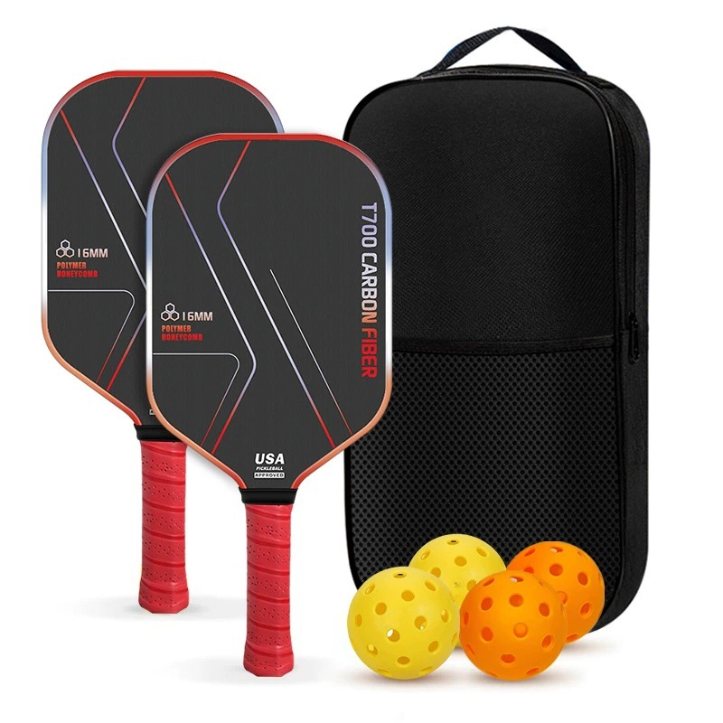 T700 carbon fiber pickleball racket set, professional-grade double racket pickleball paddle set
