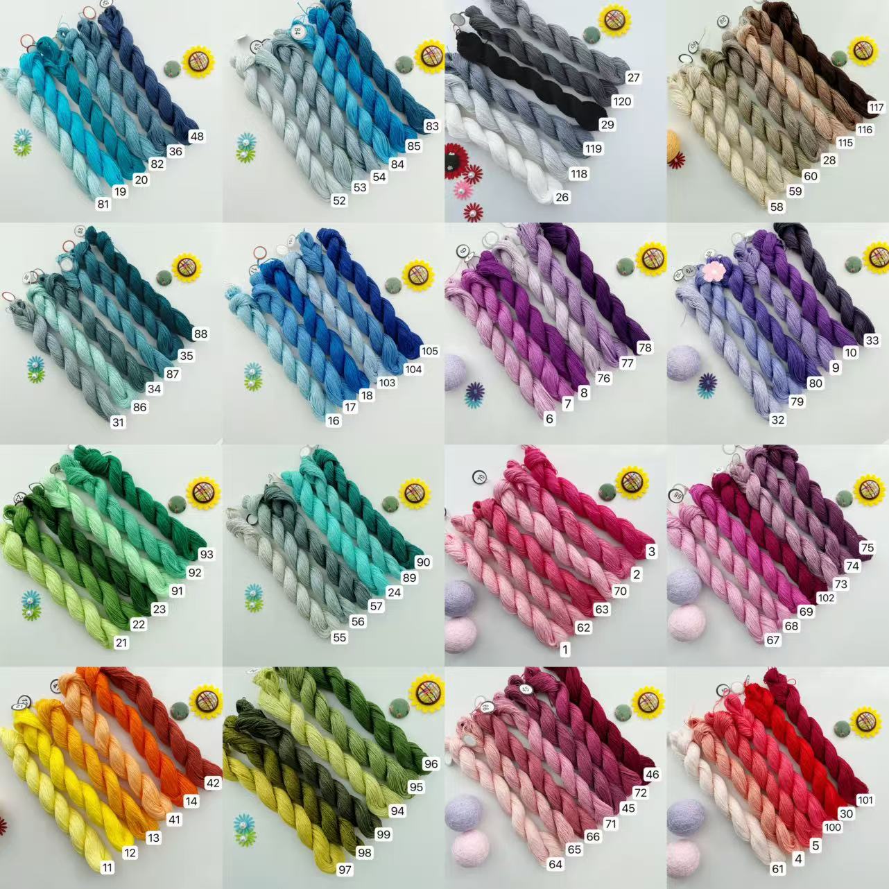 刺子绣120色全棉2股刺子绣线100米一扎