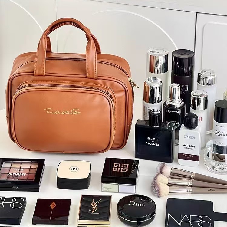 Bolsa de maquillaje de gran capacidad de alto valor facial bolsa de lavado de maquillaje portátil a prueba de agua bolsa de almacenamiento de cosméticos estratificados