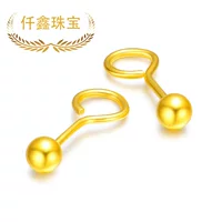 Qianxin ювелирные изделия золото 999 мяч ушной крючок 24k золотые серьги в виде фасоли светлая бусина ушной крючок живое Золото оптом