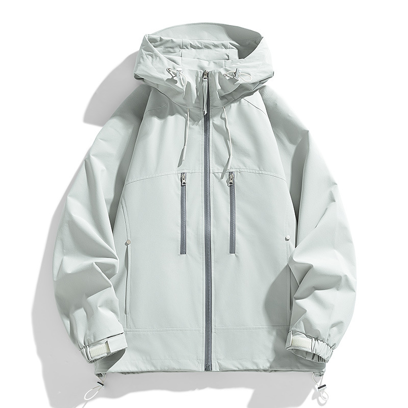 Trajes de asalto transfronterizos de primavera y otoño al aire libre con capuz impermeable suelta chaqueta de pareja chaqueta para hombre