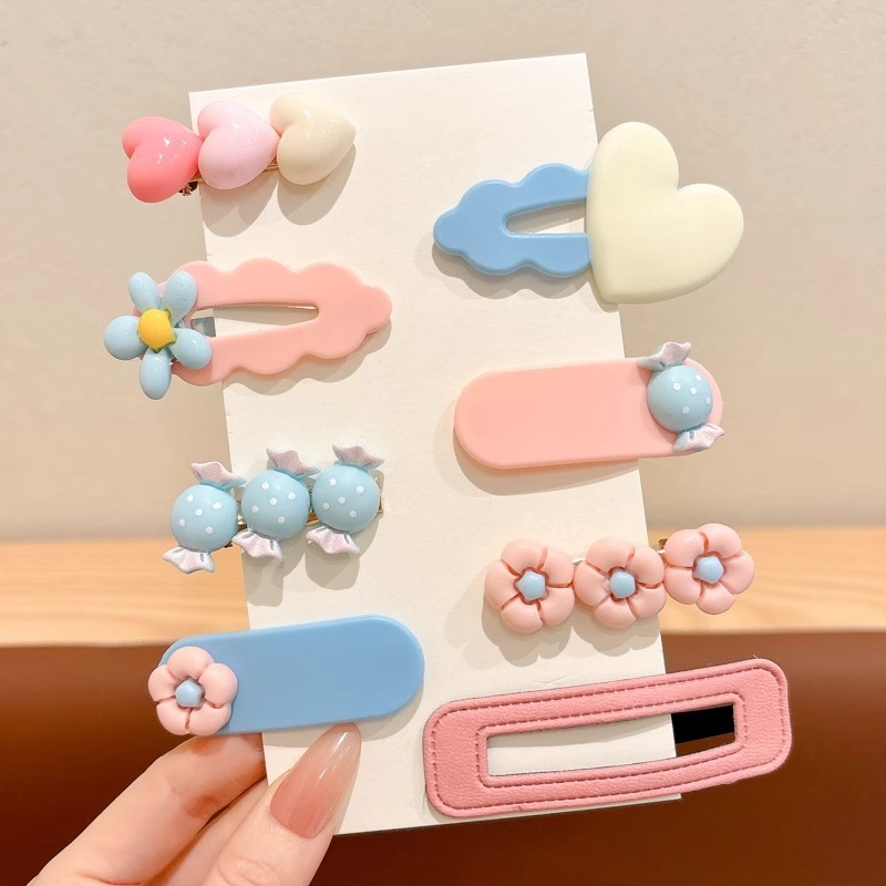 5 clip para el cabello infantil rosa y azul (juego de 8 piezas))