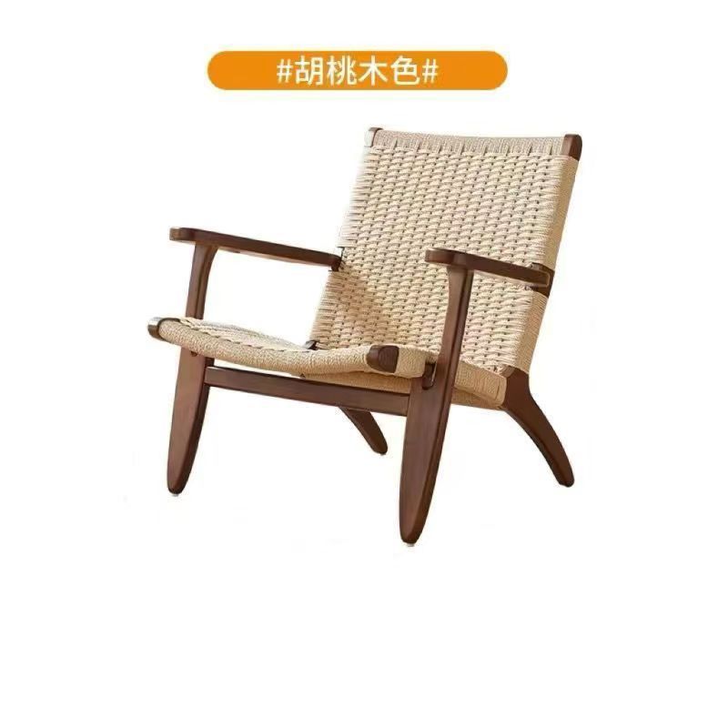 Sillas de madera sólida de cuerda trenzada sillas de balcón nórdicas sillas de ocio estilo japonés sillas de silla de casa pequeña silla de respaldo perezosa