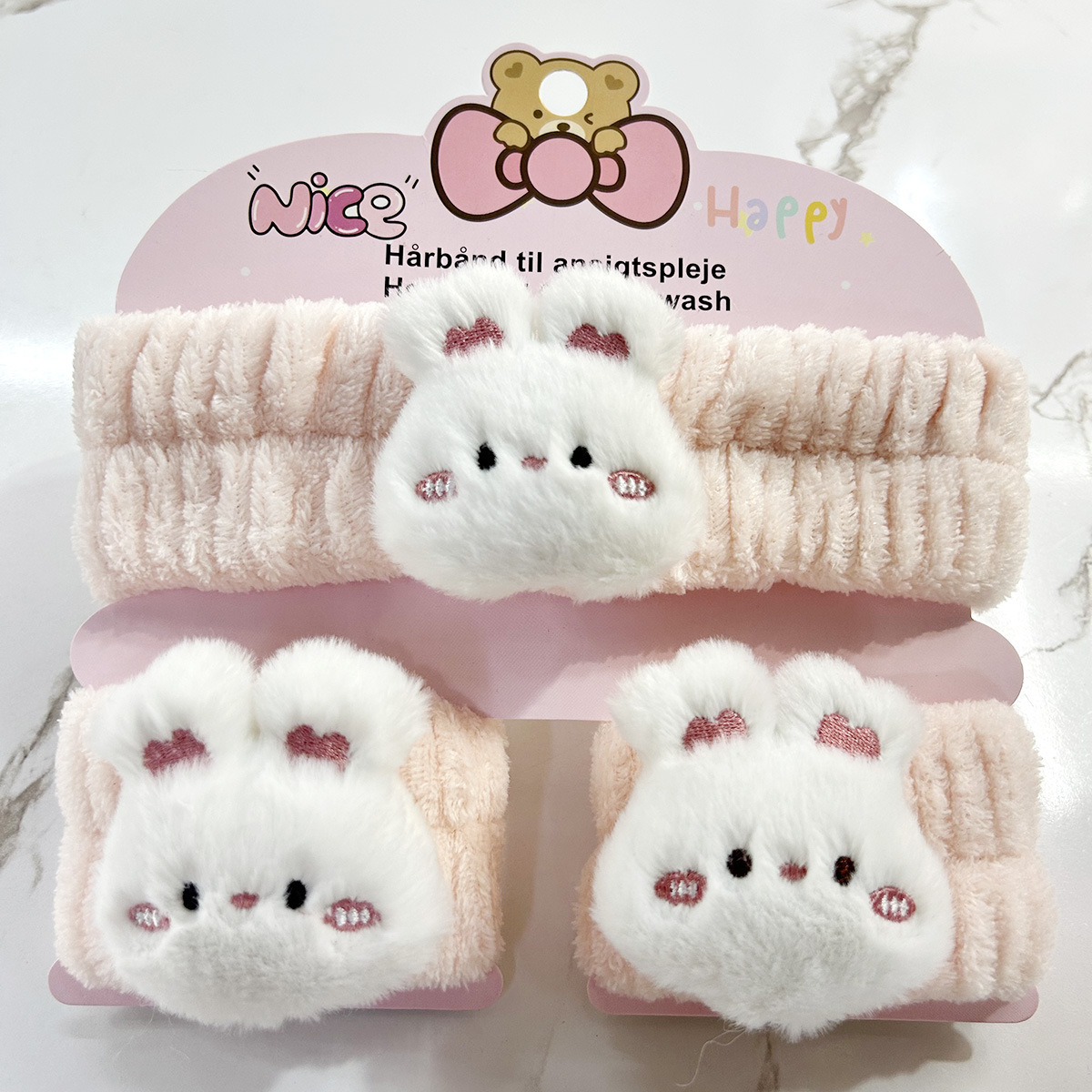 Banda de cabello de moda con tarjeta de papel dulce decoración de animales pequeños de peluche de lavado banda de cabello de dibujos animados correa de muñeca tridimensional