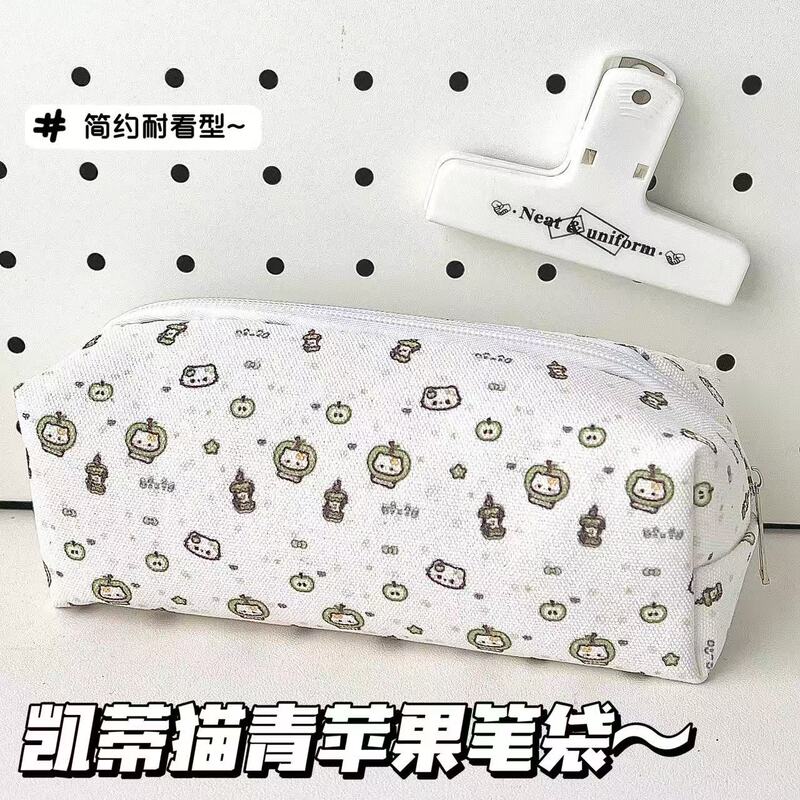 ハローキティグリーンアップルペンケースインスタイル高価値学生文具収納ボックス大容量ペンボックス化粧品バッグ|undefined